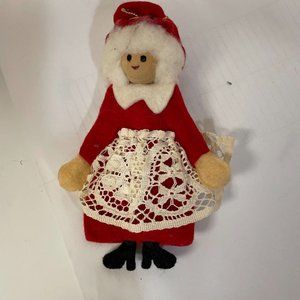 Vintage Christmas Mrs‎ Santa Claus Stuffed Plush Toy Red White